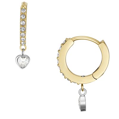 Fossil JF04358998 Oorringen staal-zirconia goud-en zilverkleurig-wit