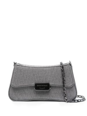 Emporio Armani sac porté épaule pailleté à plaque logo - Argent