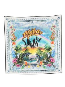 Philipp Plein foulard en soie à imprimé Hawaii - Blanc