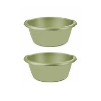 2x stuks groene afwasbak/afwasteil rond 15 liter 42 cm - Afwasbak - thumbnail