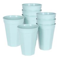 Verjaardag/kinder/camping drink bekers - 8x stuks - 300 ML - mintgroen - kunststof - onbreekbaar