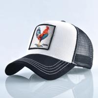 Katoenen geborduurde dierlijke Baseballcap (witte haan)