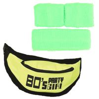 Foute 80s/90s party verkleed accessoire set - neon groen - jaren 80/90 thema feestje - thumbnail