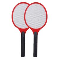 Elektronische vliegenmepper - 2x - rood - op batterijen - 57 cm - kunststof