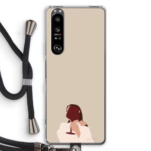 I drink wine: Sony Xperia 1 III Transparant Hoesje met koord