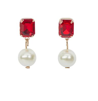 Luxury Vintage Pearl Ruby Stone Oorbellen