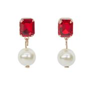 Luxury Vintage Pearl Ruby Stone Oorbellen