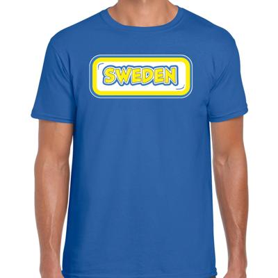 Verkleed T-shirt voor heren - Zweden - blauw - voetbal supporter - themafeest