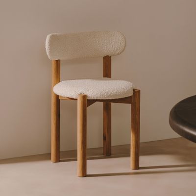 Kave Home Eetkamerstoel 'Nebai' Bouclé, kleur Wit