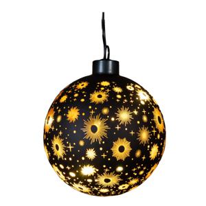 Verlichte bal/kerstbal - zwart kosmos - 12 cm - bewegend licht - warm wit