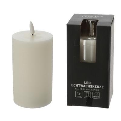Firenze Home LED kaars - creme wit - D7,5 x H12,5 cm - met timer - stompkaarsen