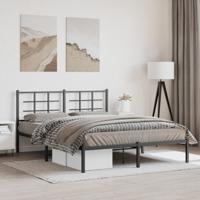Bedframe met hoofdbord metaal zwart 160x200 cm