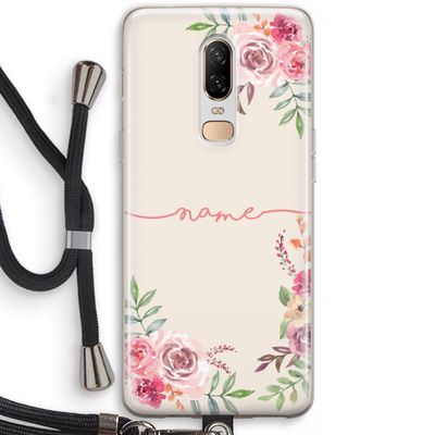 Rozen: OnePlus 6 Transparant Hoesje met koord