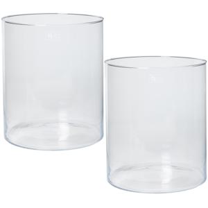 Vaas - 3x - transparant - home-basics - cilinder - bloemenvaas - glas - 30 x 35 cm