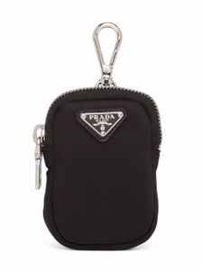 Prada pochette zippée à plaque logo - Noir