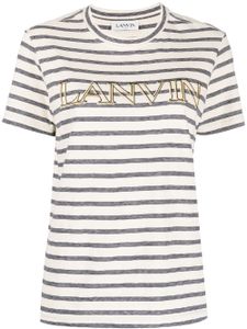 Lanvin t-shirt rayé à logo imprimé - Tons neutres