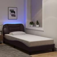 Bedframe met LED zonder matras "Hvar" 90x200 cm stof donkerbruin
