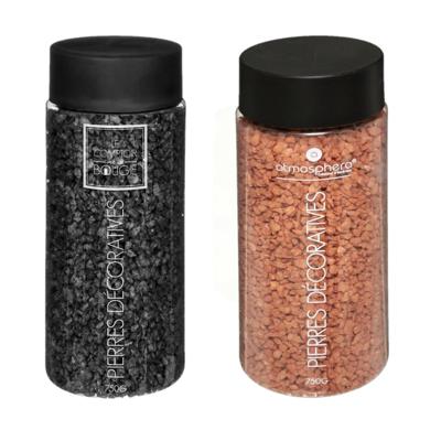 Atmosphera Decoratie steentjes - 2x potjes - zwart en koraal rood - 750 gr - Steenkorrels - vulmater