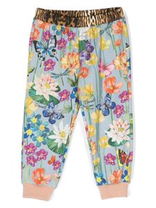 Roberto Cavalli Junior pantalon de jogging à fleurs - Bleu