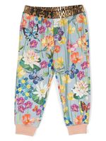 Roberto Cavalli Junior pantalon de jogging à fleurs - Bleu