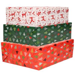 Bellatio Decorations - 12x luxe kerst cadeaupapier rollen in 3-stijlen