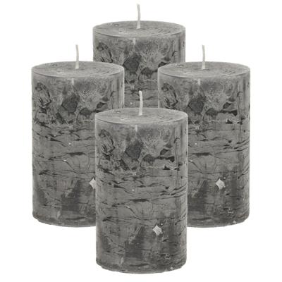 Atmosphera Stompkaars/cilinderkaars - 4x - antraciet - 5 x 8 cm - klein rustiek model