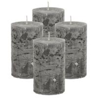 Atmosphera Stompkaars/cilinderkaars - 4x - antraciet - 5 x 8 cm - klein rustiek model