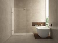 Inloopdouche Wiesbaden Less | 50x200 cm | Nano-coating | Incl.Stabilisatiestang | Helder glas | Geborsteld Brons Koper beslag
