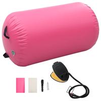 VidaXL Gymnastiekrol met pomp opblaasbaar 100x60 cm pvc roze