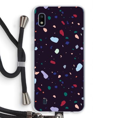 Dark Rounded Terrazzo: Samsung Galaxy A10 Transparant Hoesje met koord