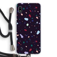 Dark Rounded Terrazzo: Samsung Galaxy A10 Transparant Hoesje met koord