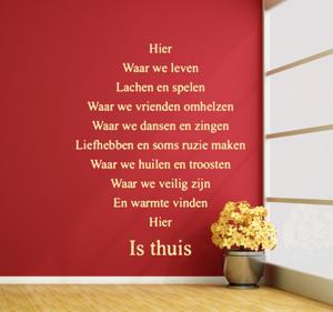 Muursticker tekst woonkamer hier is thuis