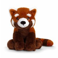 Keel Toys pluche rode Panda knuffeldier - rood/wit - zittend - 25 cm - Knuffel bosdieren