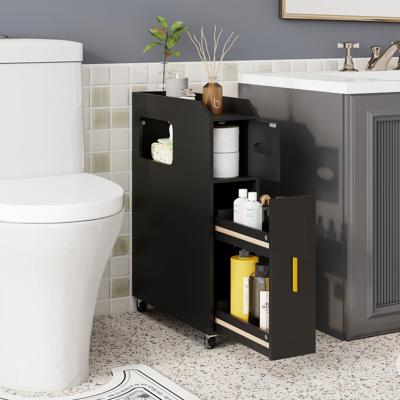 Kleine Badkamerkast 16 cm Smalle Organizer met Uittrekbare Lade Zakdoekdoos Zwart