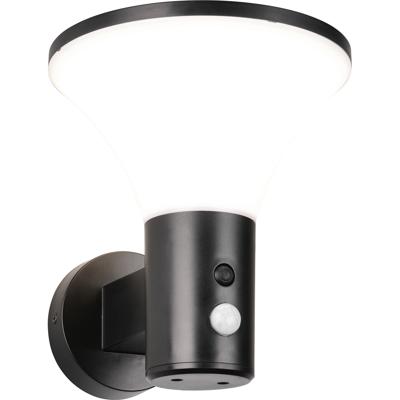 LED Tuinverlichting - Trion Skand - Wandlamp Buitenlamp - 1 Lichtpunt van 3.5 Watt - Natuurlijk Wit 4000K - Schemeringsensor - Bewegingssensor - IP44 - Mat Zwart - Kunststof