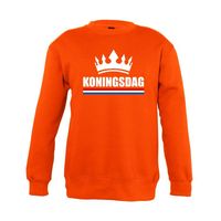 Oranje Koningsdag met kroon sweater kinderen - thumbnail