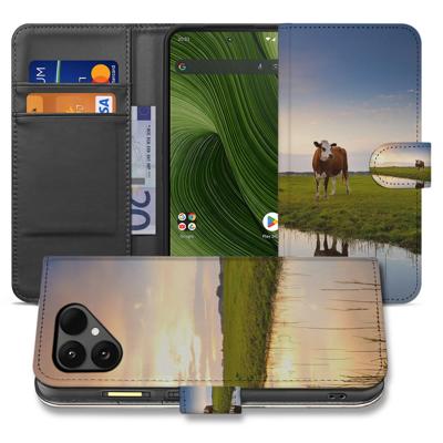 Fairphone 6 | Stijlvol | Bookcase | Hoesje met Koeienprint Zwart-Wit Design en Robuuste Bescherming