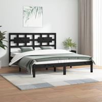 Bedframe massief grenenhout zwart 200x200 cm