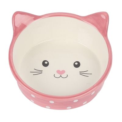 Happy Pet voerbak kat polka roze / creme