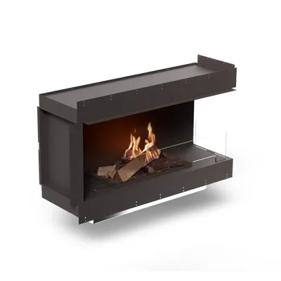 Forma 1200 Rechterhoek - Ingebouwde Hoek Bio-ethanolhaard met FLA4 990 Logs-brander