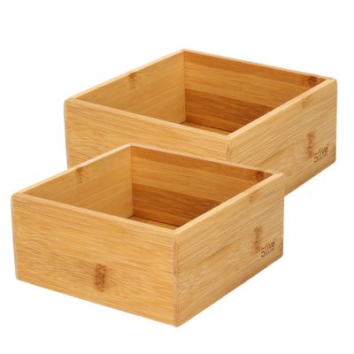 Set van 4x stuks bamboe ladekast/keukenspullen/kantoor vakjes/sorteerbakjes 15 x 15 x 7 cm