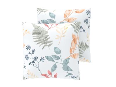 LIVARNO Set van 2 satijnen kussenslopen 50 x 60 cm (Planten wit)