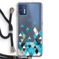 Gekleurde driehoekjes blauw: Motorola Moto G9 Plus Transparant Hoesje met koord