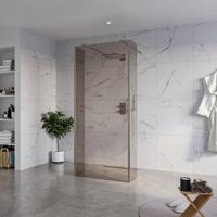 Fortifura Galeria Vrijstaande Inloopdouche - 90x200cm - Rookglas - antikalk - 8mm veiligheidsglas - 2 zijwanden 30cm - wandsteunen en hoekprofielen - Geborsteld Gunmetal PVD SW927771 2x/SW797938/SW797930 2x/SW798732 2x