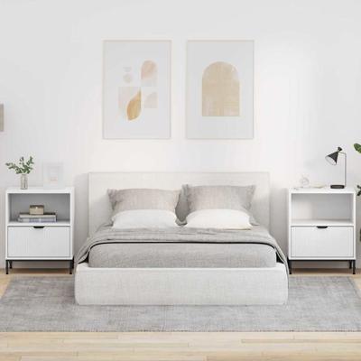 Nachtkastjes met lade 2 pcs Wit 49 x 36 x 61 cm Bewerkt hout