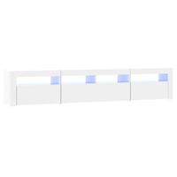 The Living Store TV-meubel Mid - Hoogglans wit - RGB LED-verlichting - 210 x 35 x 40 cm