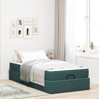 Bedframe met matras met opslag Donkergroen 90 x 200 cm Fluweel