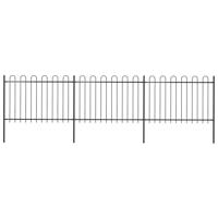 Tuinhek met ringtop staal 537x120 cm zwart