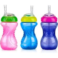 NUBY 3-pack lekvrije bekers met flexibele rietjes - Meisjes