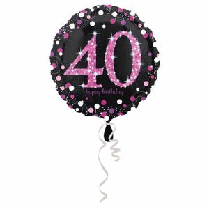 FolieBallon 40 jaar happy birthday pink 43cm